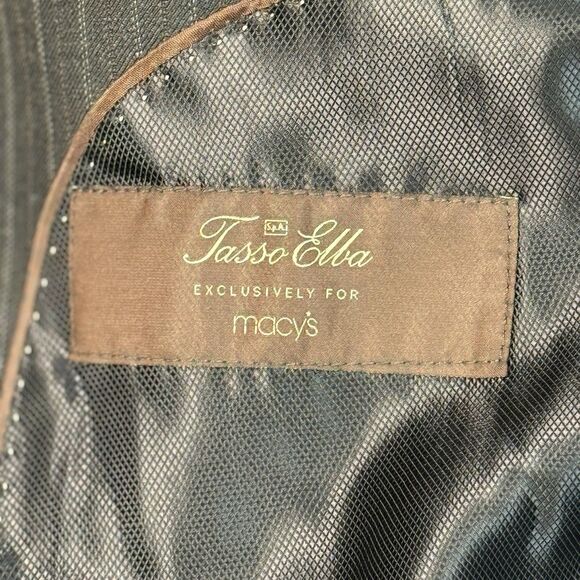 Tasso Elba Mens Black Striped Sport Coat Suit Jacket Blazer Size S42 - 90% Wool - Picture 16 of 16